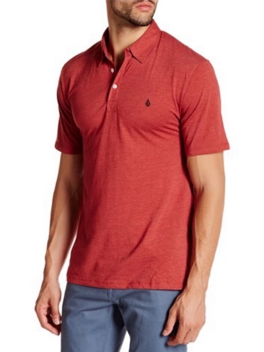 Volcom Men's Badger Short Sleeve Polo Shirt Red Size Medium